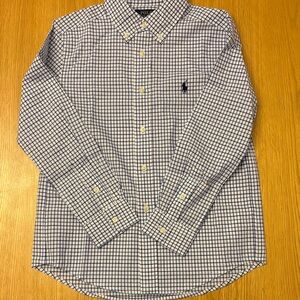Boys Polo by Ralph Lauren White and Blue Checked Button-Down Shirt - size 7